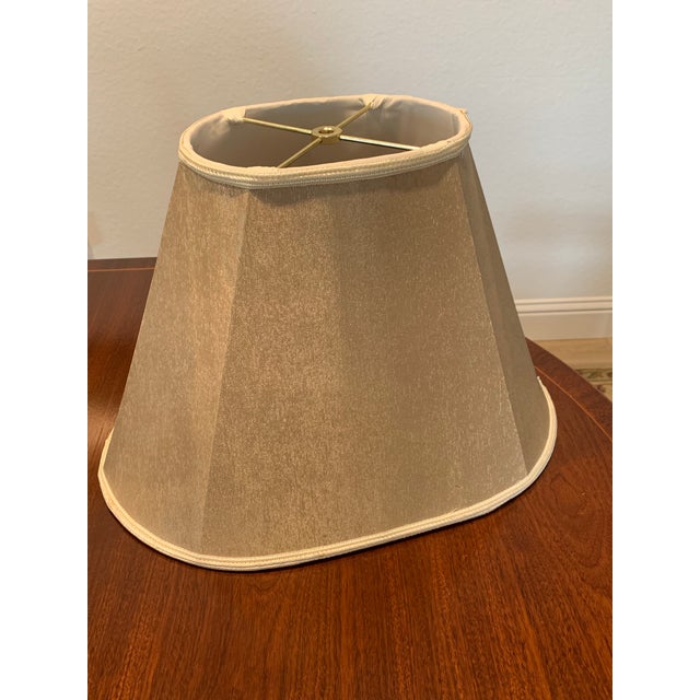 Late 20th Century Classic Champagne Gold Silk Lampshades - A Pair For Sale - Image 5 of 7