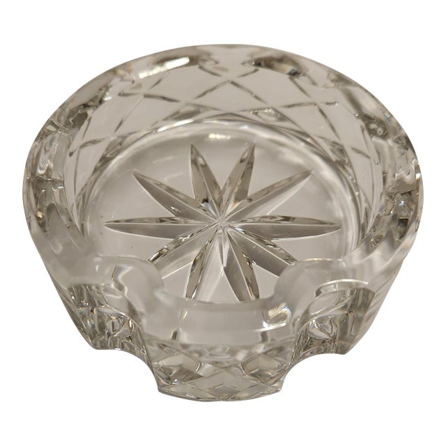 Vintage Cut Crystal Signed Rogaska Individual Catchall Dish, Ashtray or Dresser Ring Tray For Sale