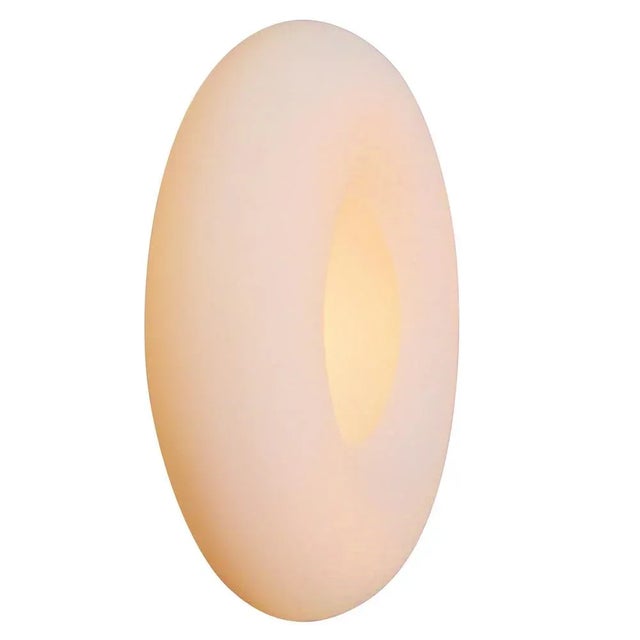 Mid-Century Modern Vintage German Oval White Opaline Glass Wall Lamps For Sale - Image 3 of 11