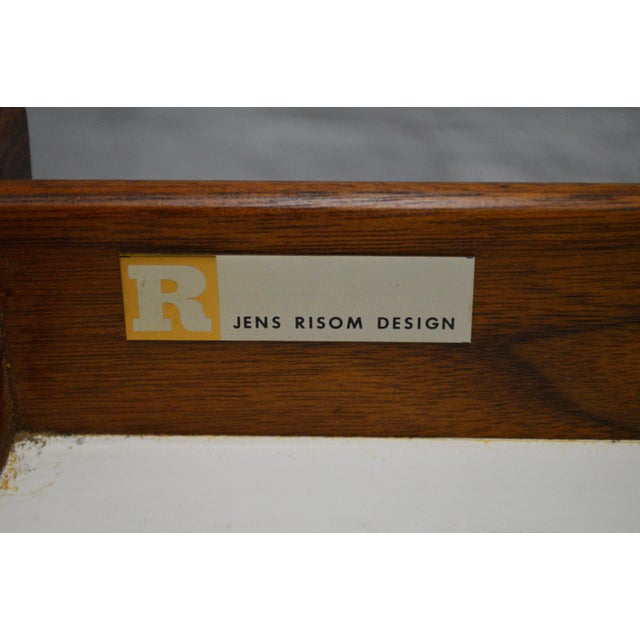 Wood 1960s Jens Risom Design Walnut Wood Leather Side End Tables a Pair 2 For Sale - Image 7 of 16