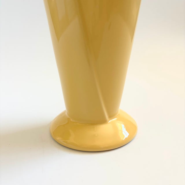 Ceramic 80s Postmodern Yellow Wrapped Vase For Sale - Image 7 of 8