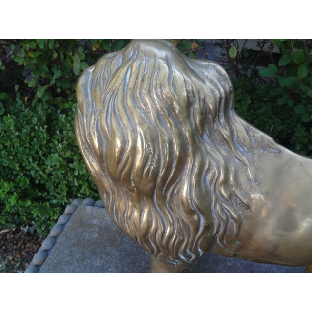 Large Hollywood Regency Brass Lion Sculpture For Sale - Image 12 of 12