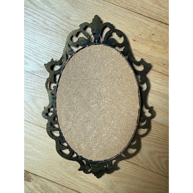 Mid-Century Italian Ornate Cast Metal Oval Wall Plaque – Baroque Floral Still Life For Sale - Image 6 of 6