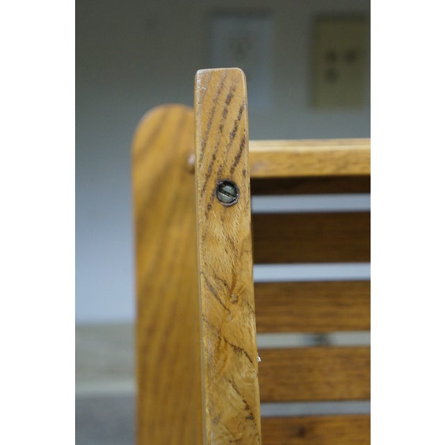 Wood Vintage Mission Oak Child Doll Dollhouse Size Rocking Chair Rocker 23" For Sale - Image 7 of 13