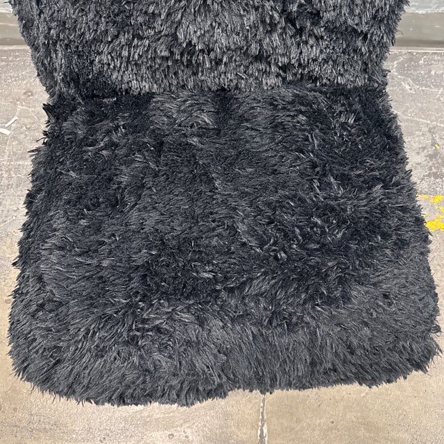 2010s Skyline Furniture Black Faux-Fur Slipper Chair + Acrylic Legs For Sale - Image 5 of 12