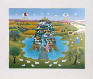 Gisela Fabian, "Tower of Life," Serigraph