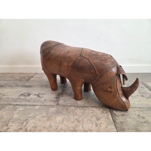 Vintage Leather Rhinoceros Sculpture by Dimitri Omersa, England, 1975 For Sale - Image 6 of 7