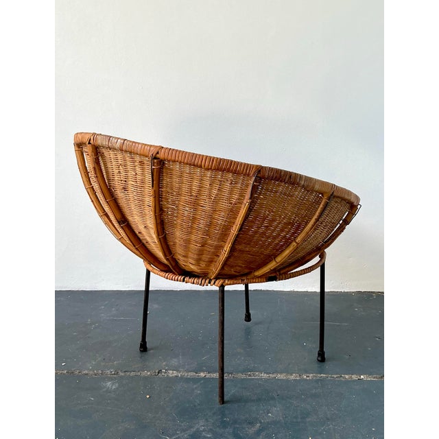 Mid 20th Century Vintage MCM Woven Rattan Bowl Chair For Sale - Image 5 of 11
