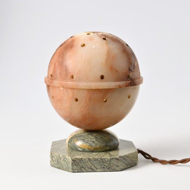 Art Deco Alabaster Ball-Shaped Table Lamp, 1930s For Sale - Image 13 of 13