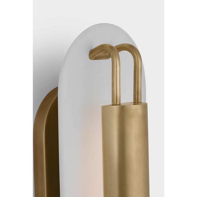 Visual Comfort Kelly Wearstler for Visual Comfort Signature Teline 24" Oval Sconce in Antique-Burnished Brass and Matte White For Sale - Image 4 of 8