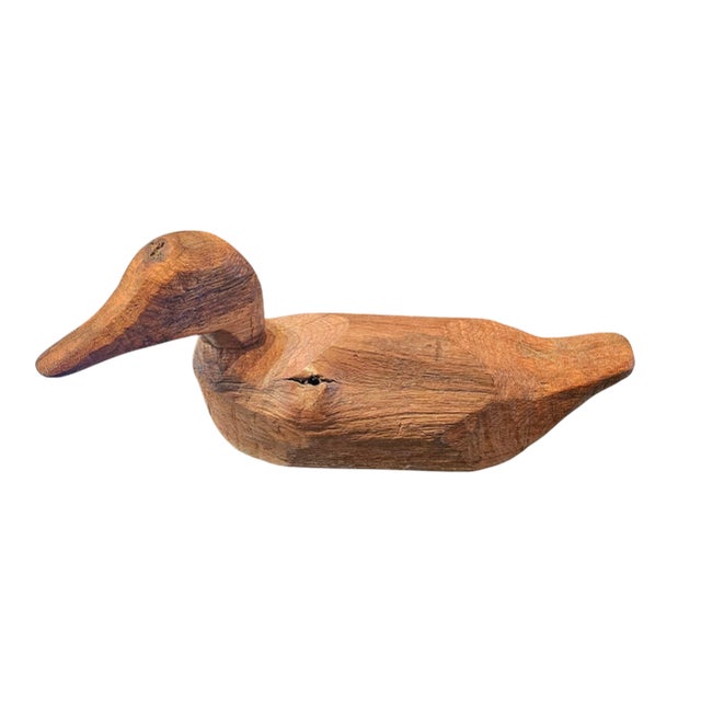 Vintage Hand Carved Wood Duck by C. Lawrence Trotter For Sale