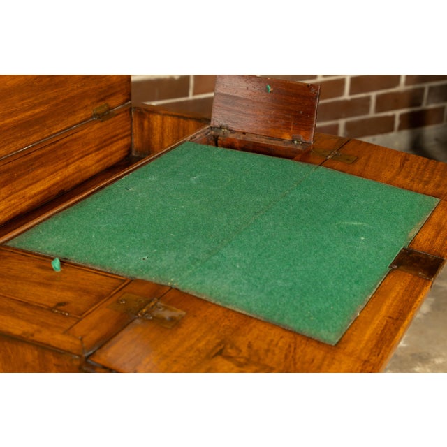 English 19th Century Walnut Campaign Butler's Desk with Three Drawers For Sale - Image 9 of 12
