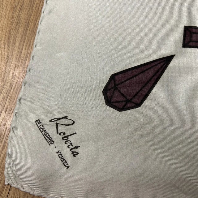 1970s 1970s Iconic White Blue and Brown Silk Italian Scarf by Roberta Di Camerino For Sale - Image 5 of 8