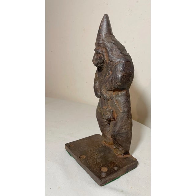 Rare Antique Handmade 1900's Heavy Solid Cast Iron Figural Tiger Lion Doorstop For Sale - Image 4 of 11