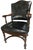 Antique Black Leather Collectible Armchairs by Colonial Chair Company Made in the Chicago Loop - Circa 1920 - A Pair For Sale - Image 4 of 9