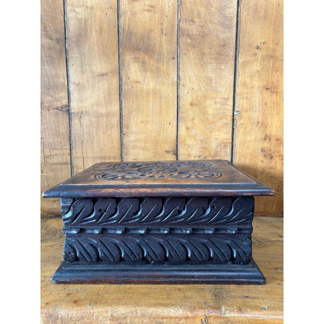 Antique English Oak Box For Sale - Image 9 of 10