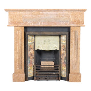 Art Nouveau French Fireplace in Pink Marble For Sale