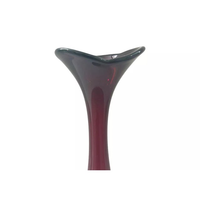 Vintage Mid Century Modern Red Glass Flower Vase For Sale - Image 4 of 9