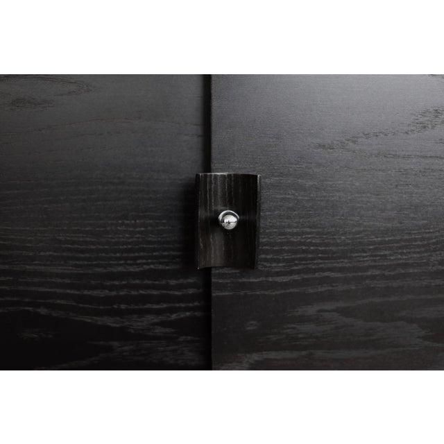 Industrial Mid-Century Modern Scandinavian Dark Oak Sideboard with Wooden & Metal Handles, 1960s For Sale - Image 3 of 18