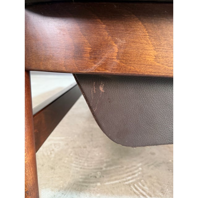 Arne Norell Style Vintage Brown Leather Safari Loveseat Sofa For Sale - Image 11 of 12