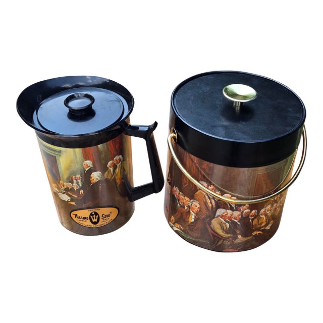 Vintage Thermo-Serv Insulated Coffee Server & Ice Bucket Set – Colonial Williamsburg Collection For Sale