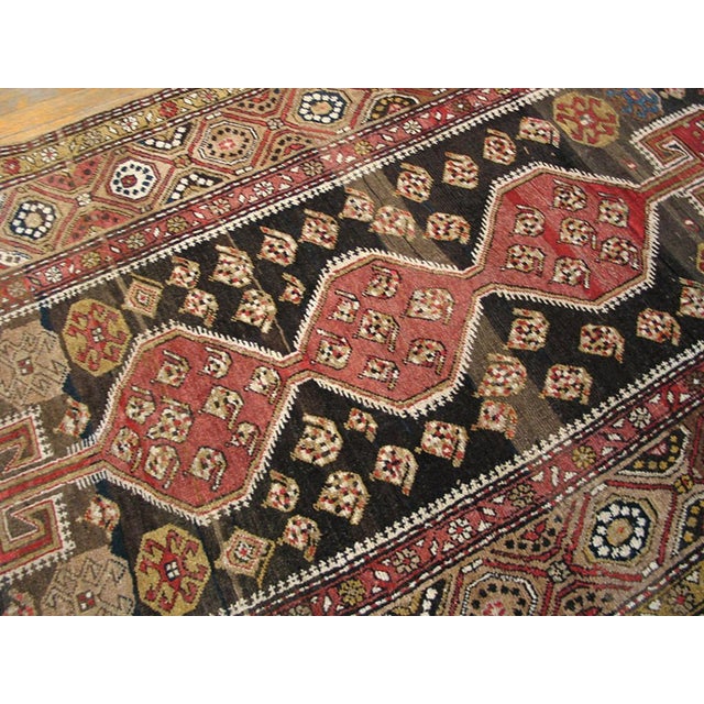 1930s Brown Medallion Antique W. Persian Kurdish Rug 4'2" X 8'6" Handknotted Wool Carpet For Sale - Image 4 of 6