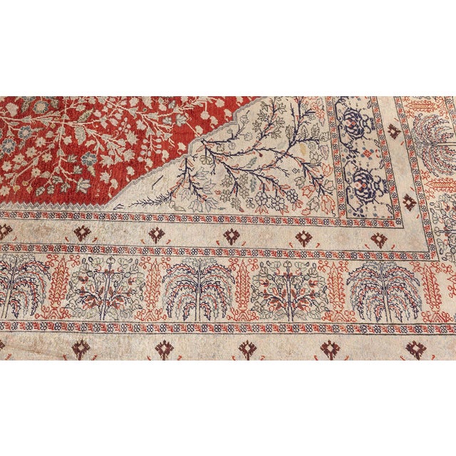 Antique Turkish Silk Prayer Rug Size: 6'0" × 8'0" (182 × 243 cm) This exquisite antique Turkish silk rug from the 1920s is...