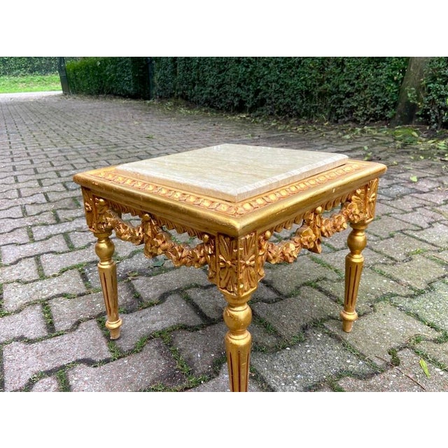 Late 20c French Louis XVI Gold Beech Marble Nesting Tables - 3 PCS For Sale - Image 16 of 18