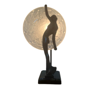 1980s Art Deco Frankart Nude Nymph With Consolidated Glass Moon Lamp by Sarsaparilla