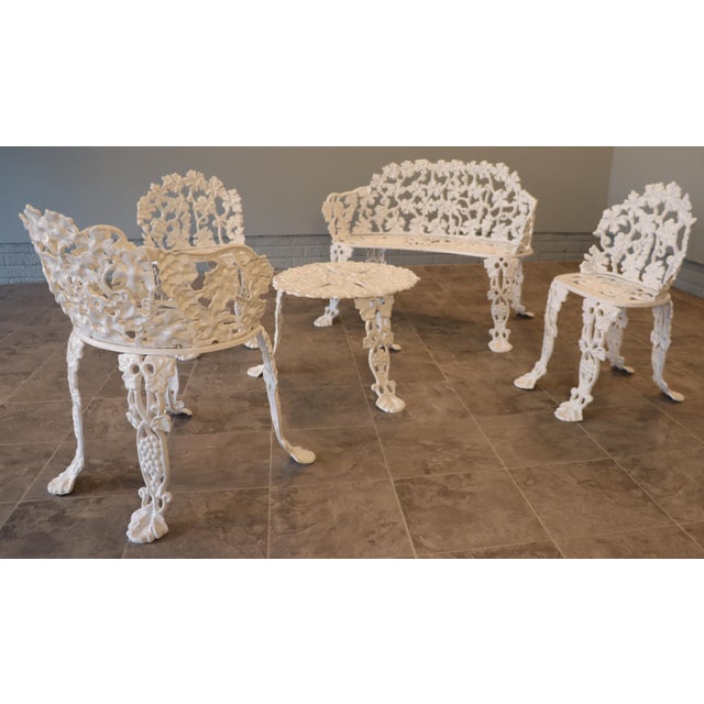 English Circa 1950s — By J. F. Day & Co. Cast Iron Grapevine Garden Suite, 5 Pieces, Attributed For Sale - Image 3 of 13