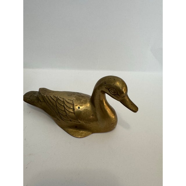 Mid-Century Modern Vintage Brass Figurine Set - Armadillo & Mallard Duck For Sale - Image 3 of 7
