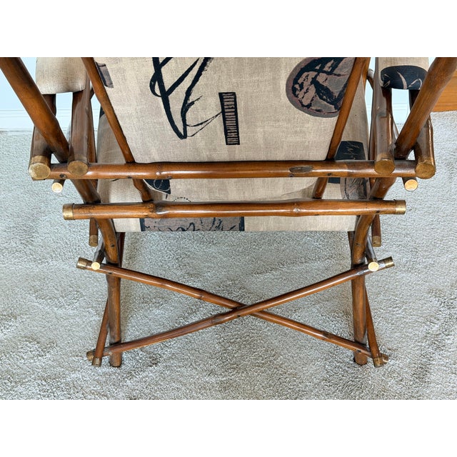 Ornamental & Decorative Materials Italian Bamboo and Brass Chair and Ottoman 1970s For Sale - Image 7 of 16