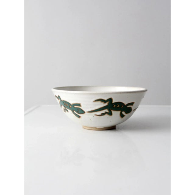 White Vintage Studio Pottery Bowl For Sale - Image 8 of 8