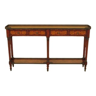 Theodore Alexander Walnut Sofa Table W Brass Gallery #5305-011 For Sale