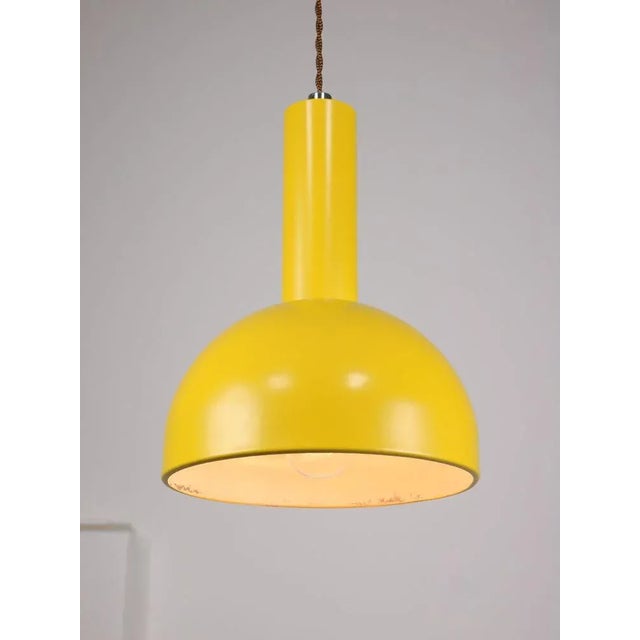 Small Vintage Yellow Metal Lamp For Sale - Image 4 of 11