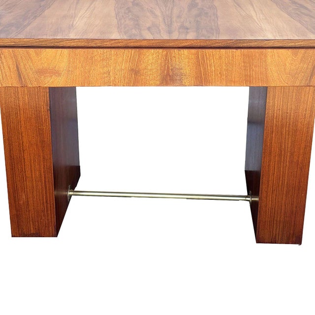 1940s Art Deco Geometric Walnut Dining Table Desk Inspired by Charles Dudouyt For Sale - Image 9 of 12