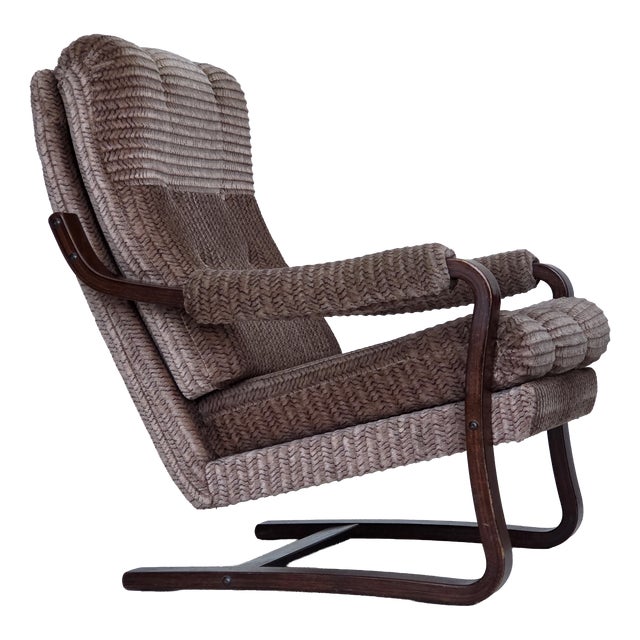 Vintage Danish Lounge Chair in Light Brown Furniture Corduroy, 1970s For Sale