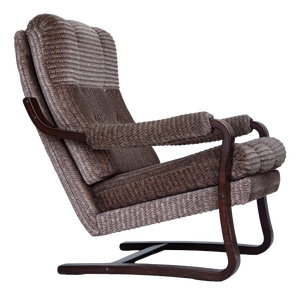 Vintage Danish Lounge Chair in Light Brown Furniture Corduroy, 1970s