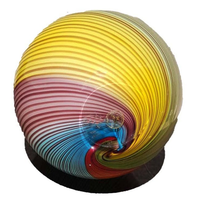 1960s Vintage Roma Hand Blown Fused Glass Vase - Rainbow Twist For Sale - Image 5 of 5