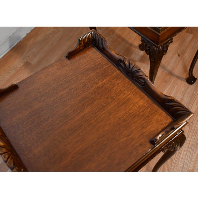 1950s Pair of Chippendale Style Mahogany Side Tables / End Tables For Sale - Image 17 of 18