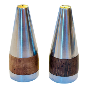 Vintage Danish Pair of Rosewood and Stainless Steel Salt and Pepper Shakers