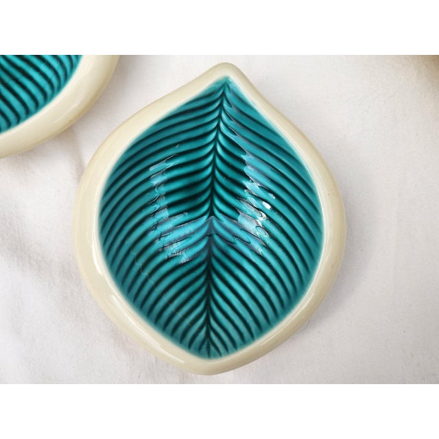 1950s Vintage French Verceram Leaf Plate with Small Dishes, 1950s, Set of 8 For Sale - Image 5 of 17
