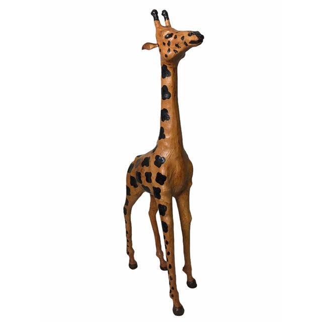 1970s Vintage Leather-Clad Giraffe Figurine For Sale - Image 5 of 12