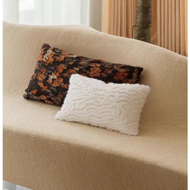 2020s Pearl-Decorated Imitation Rabbit Fur Waist Pillow For Sale - Image 5 of 5