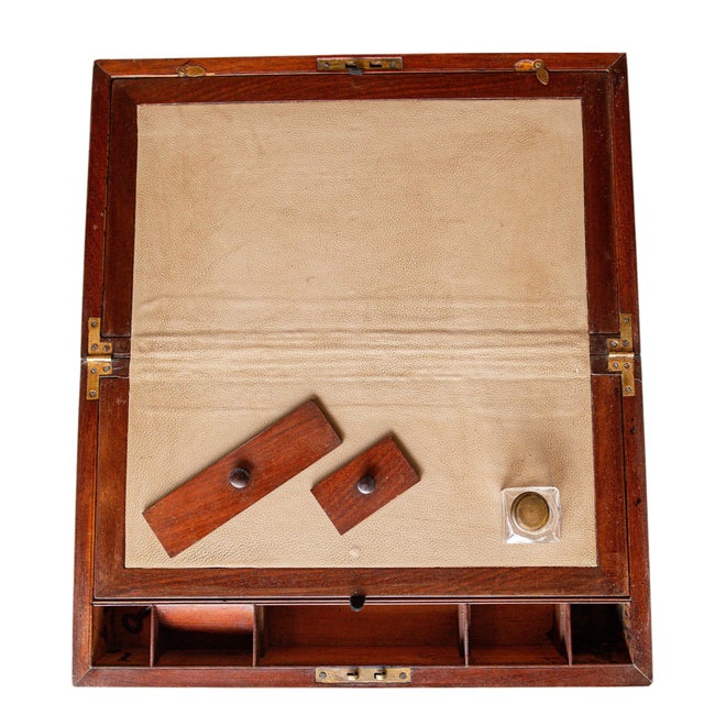 Wood Late 19th Century English Brass Bound Mahogany Box or Travel Desk For Sale - Image 7 of 10