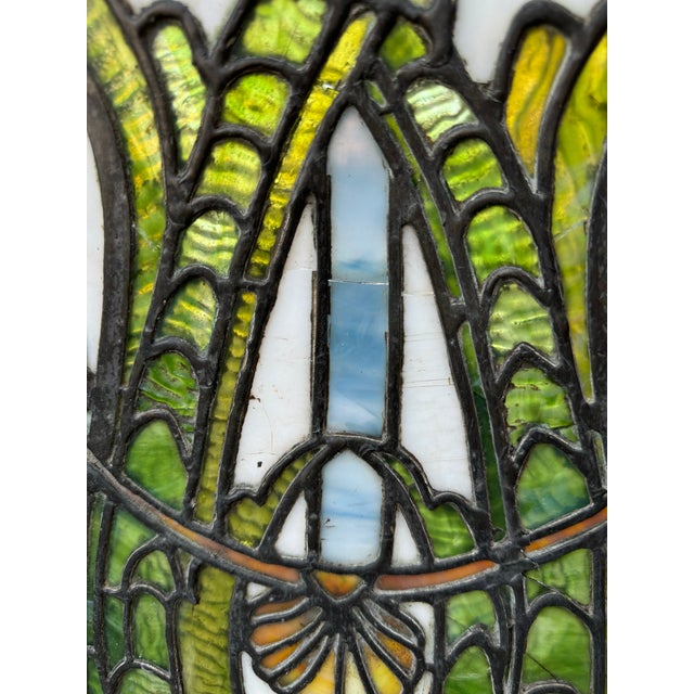 Yellow Late 19th Century John La Farge Stained Glass Door With Scroll Centerpiece For Sale - Image 8 of 12