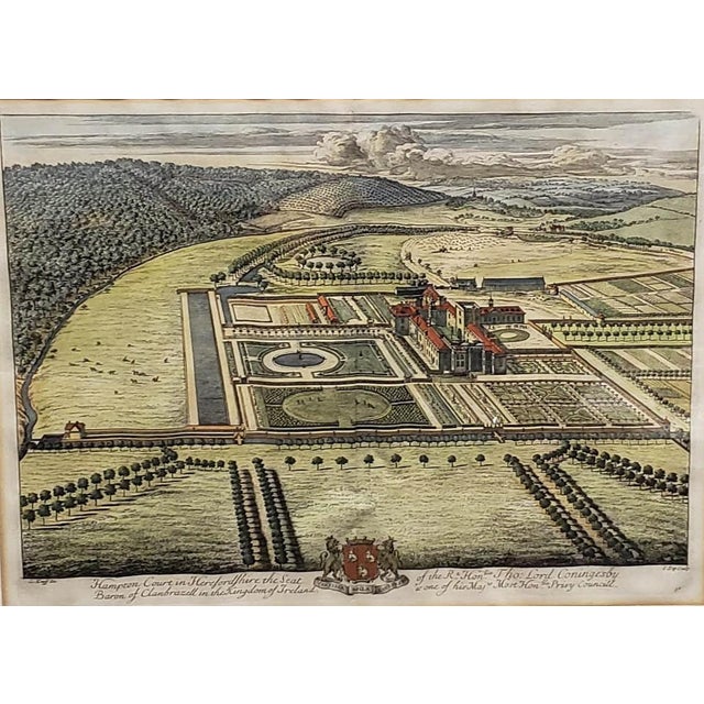 Set of 4 18th-Century Kip & Knyff Hand-Colored Country House Engravings - Framed For Sale In West Palm - Image 6 of 17