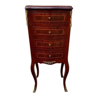 Mid 20th Century French Louis XV Style Inlaid Walnut Small Chest of Drawers. For Sale