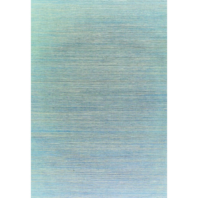 Contemporary Sample - Schumacher X Celerie Kemble Haiku Sisal Wallpaper in Cerulean For Sale - Image 3 of 3