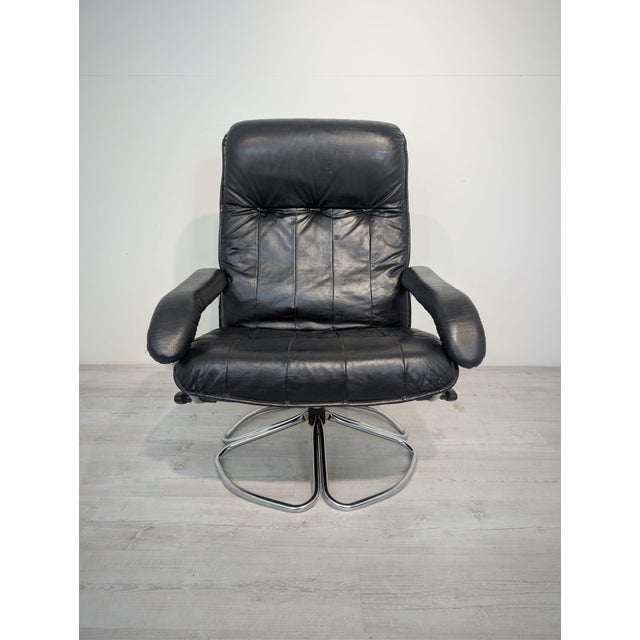 1960s Danish Unico Lounge Chair in Leather and Chrome, 1960s For Sale - Image 5 of 18